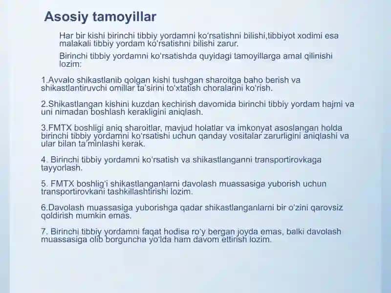 Shikastlangan oʻchoqlarda tibbiy yordam tashkil qilish 3
