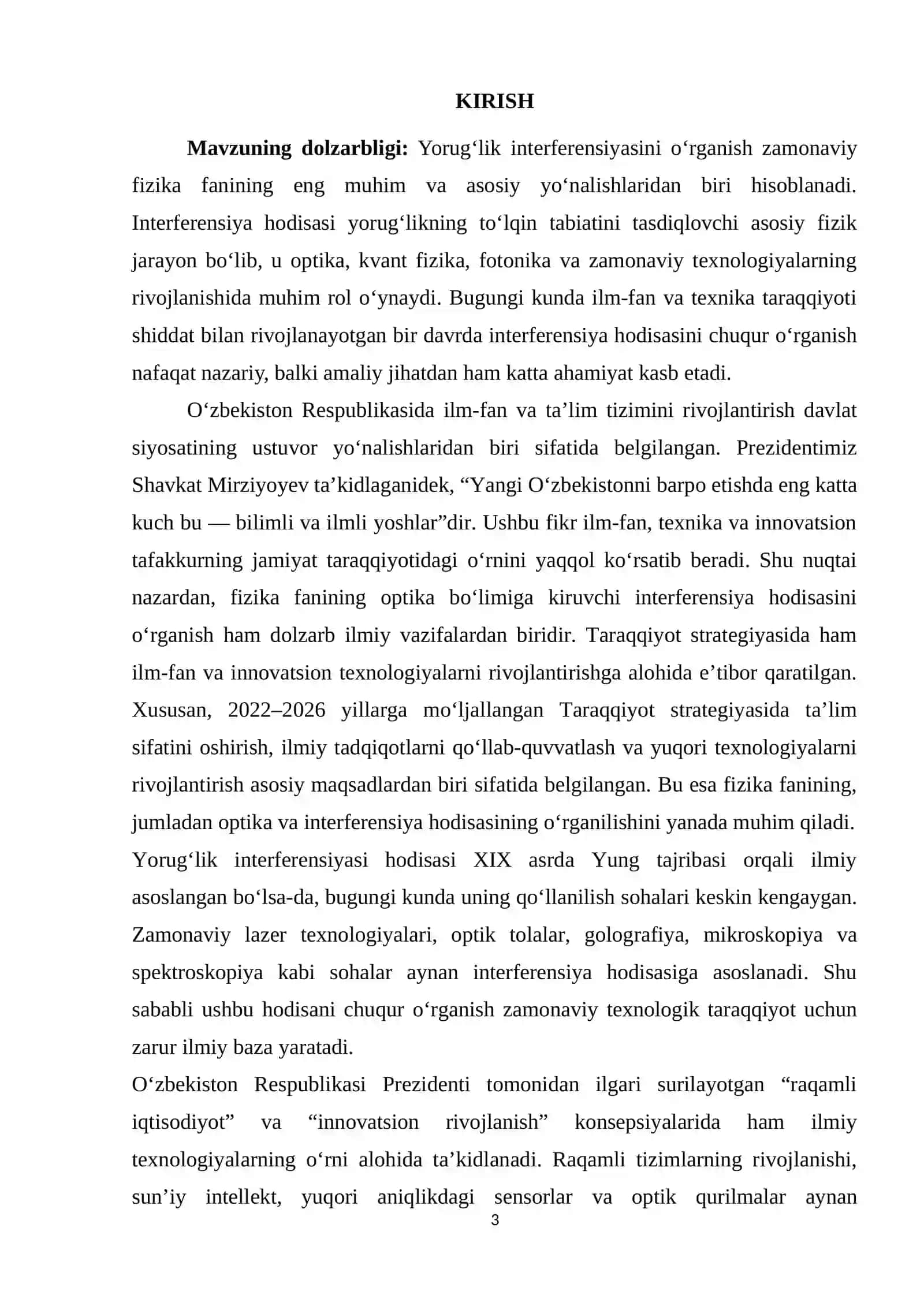 YORUG‘LIK INTERFERENSIYASINI O‘RGANISH ZAMONAVIY FIZIKA 3