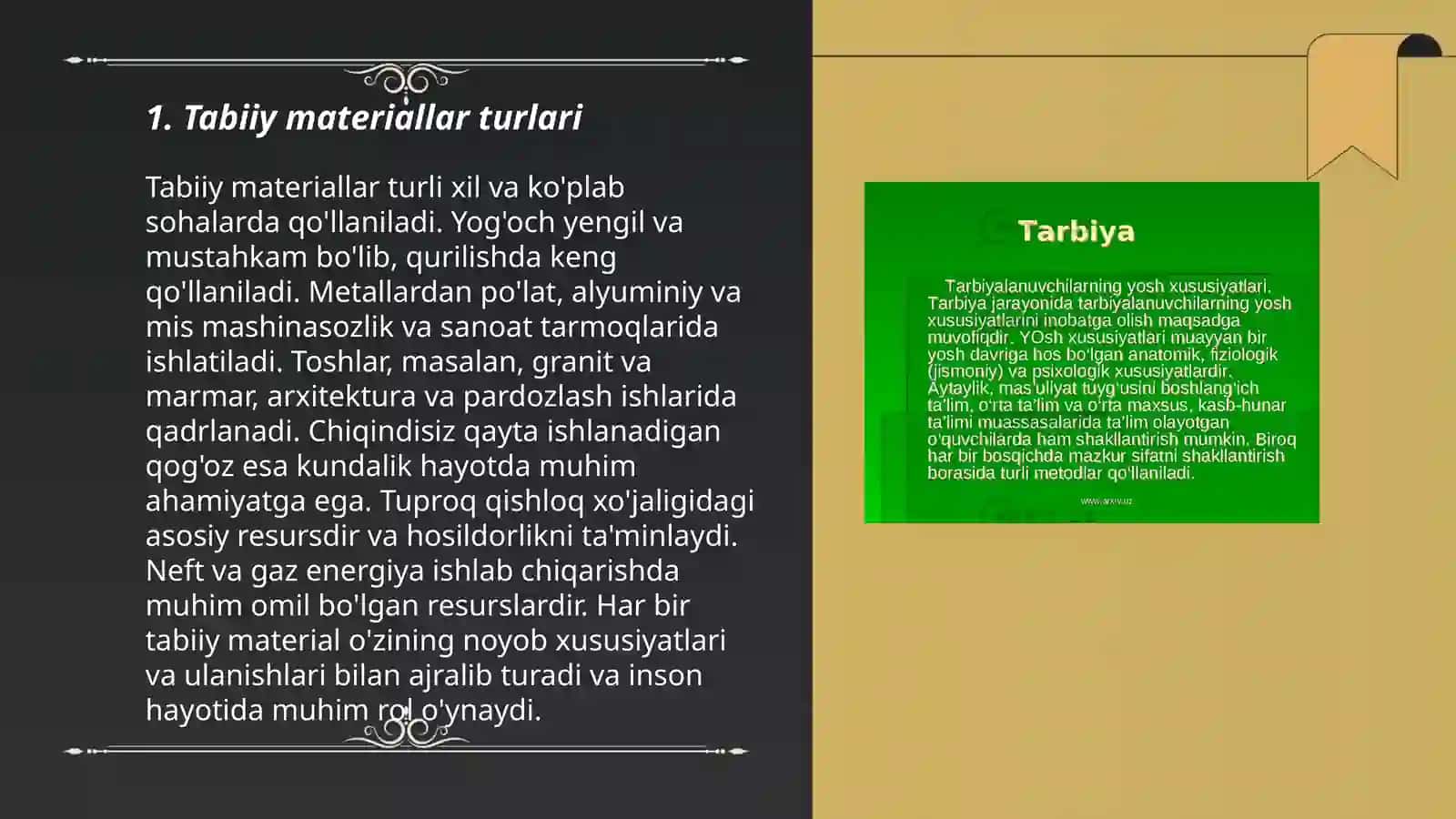 Tabiiy materiallar bilan ishlash darslarini tashkil etish metodikasi 3