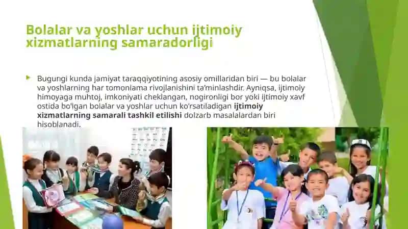 Taqdimot Bolalar va yoshlar uchun ijtimoiy xizmatlarning samaradorligi 3