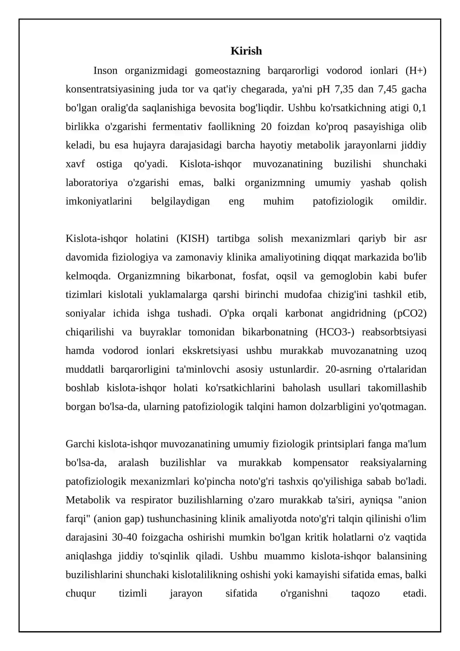 Kislota-ishqor gomeostazi va fiziologik tartibga solish mexanizmlari 3