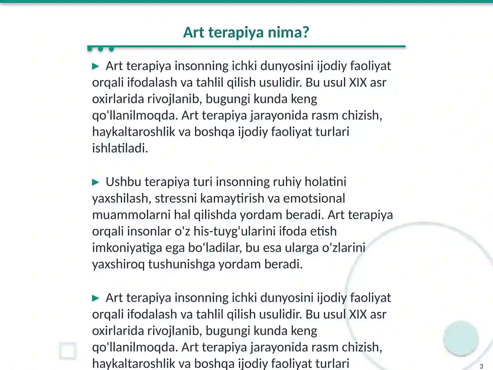 Art terapiyaning asosiy tamoyillari. Maktabgacha taʼlim tashkilotlarida 3