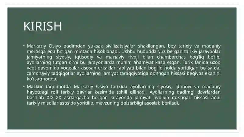 Markaziy Osiyo tarixida ayollarning o‘rni 3