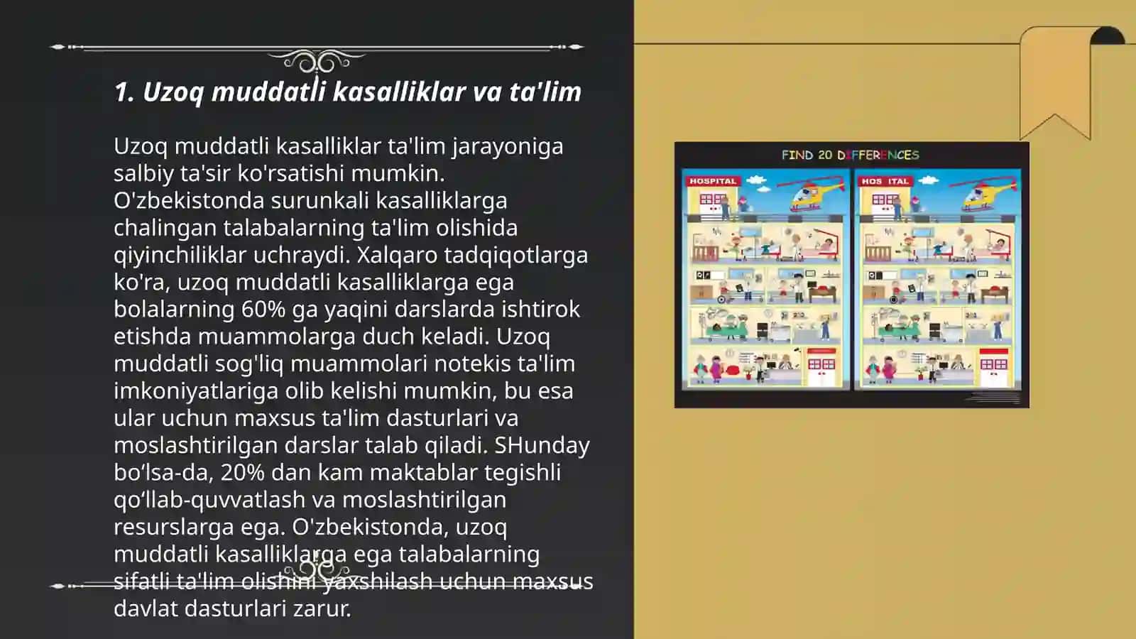 Meditcina binolari uzoq vaqt davolanayotgan bolalar uchun ta'lim muhitini yaratish 3