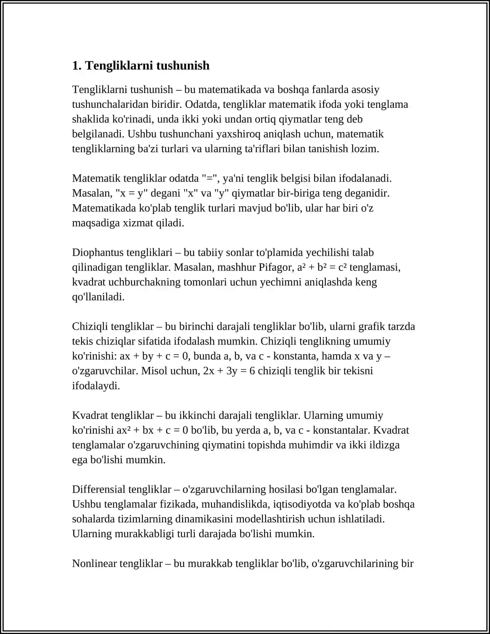 TOʻGʻRI VA NOTOʻGʻRI TENGLIKLAR 3