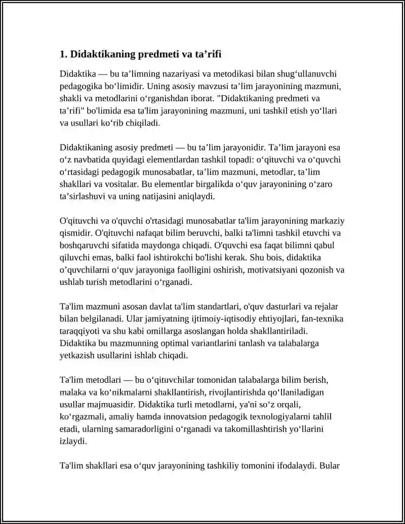 DIDAKTIKA. DIDAKTIKANING PREDMETI VA VAZIFALARI 3