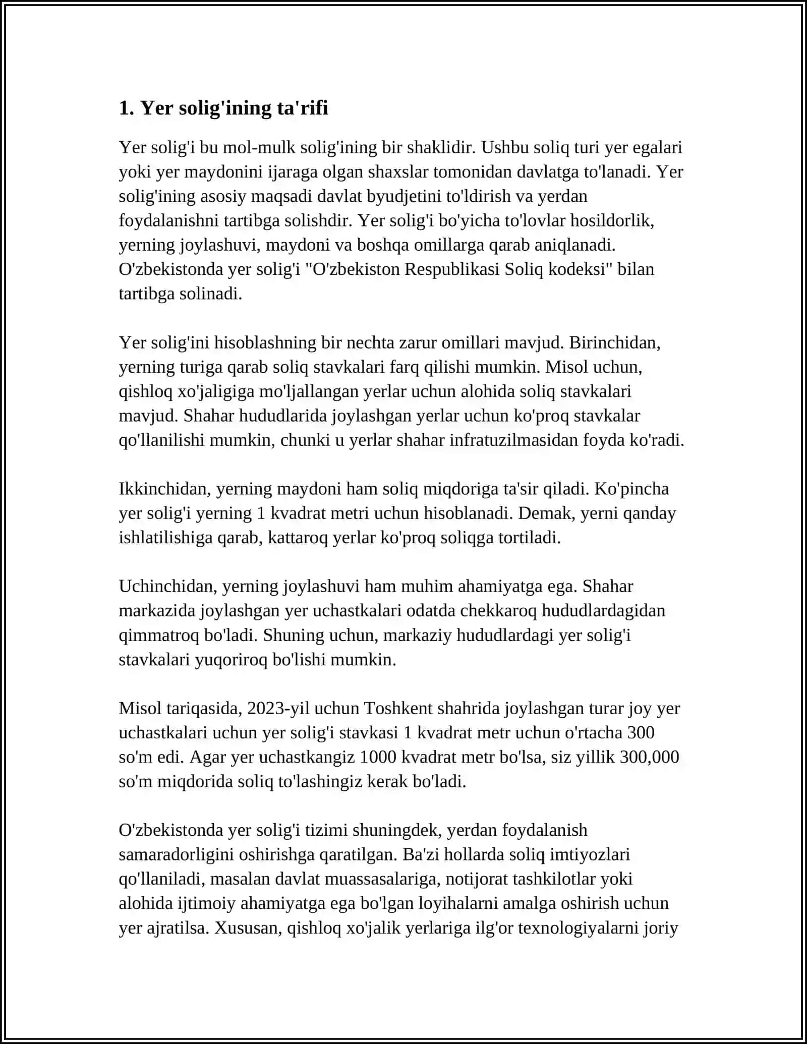 MUSTAQIL ISH Mavzu: YER SOLIG‘I, IJARA HAQI VA ULARNING MAZMUNI 3