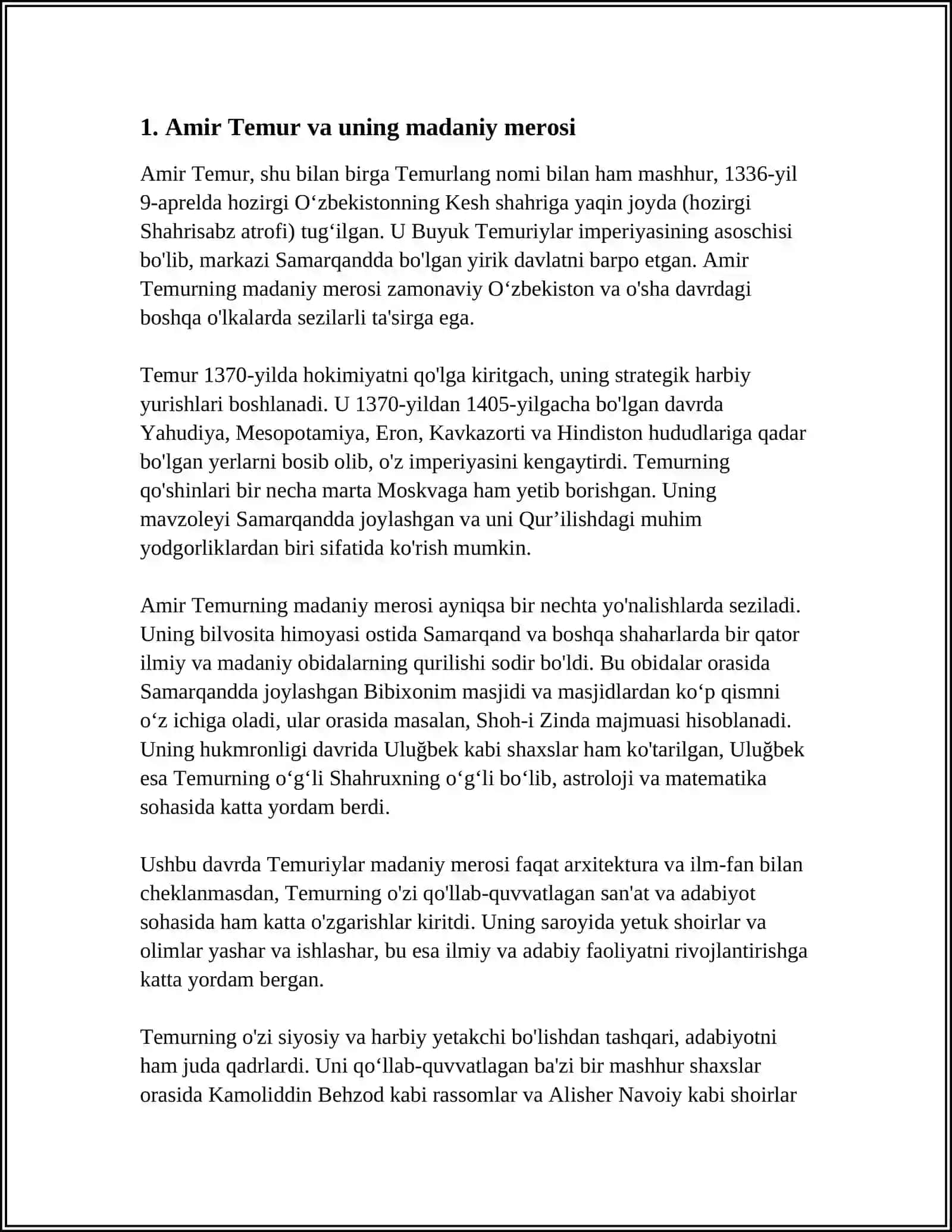 Amir Temur va uning madaniy merosi 3
