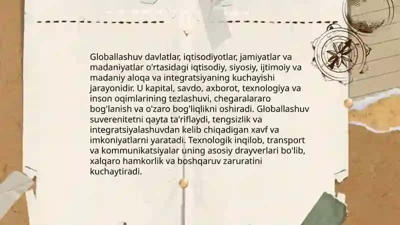 Globallashuv, globalistika va barqaror jarayonlarining mohiyati 3