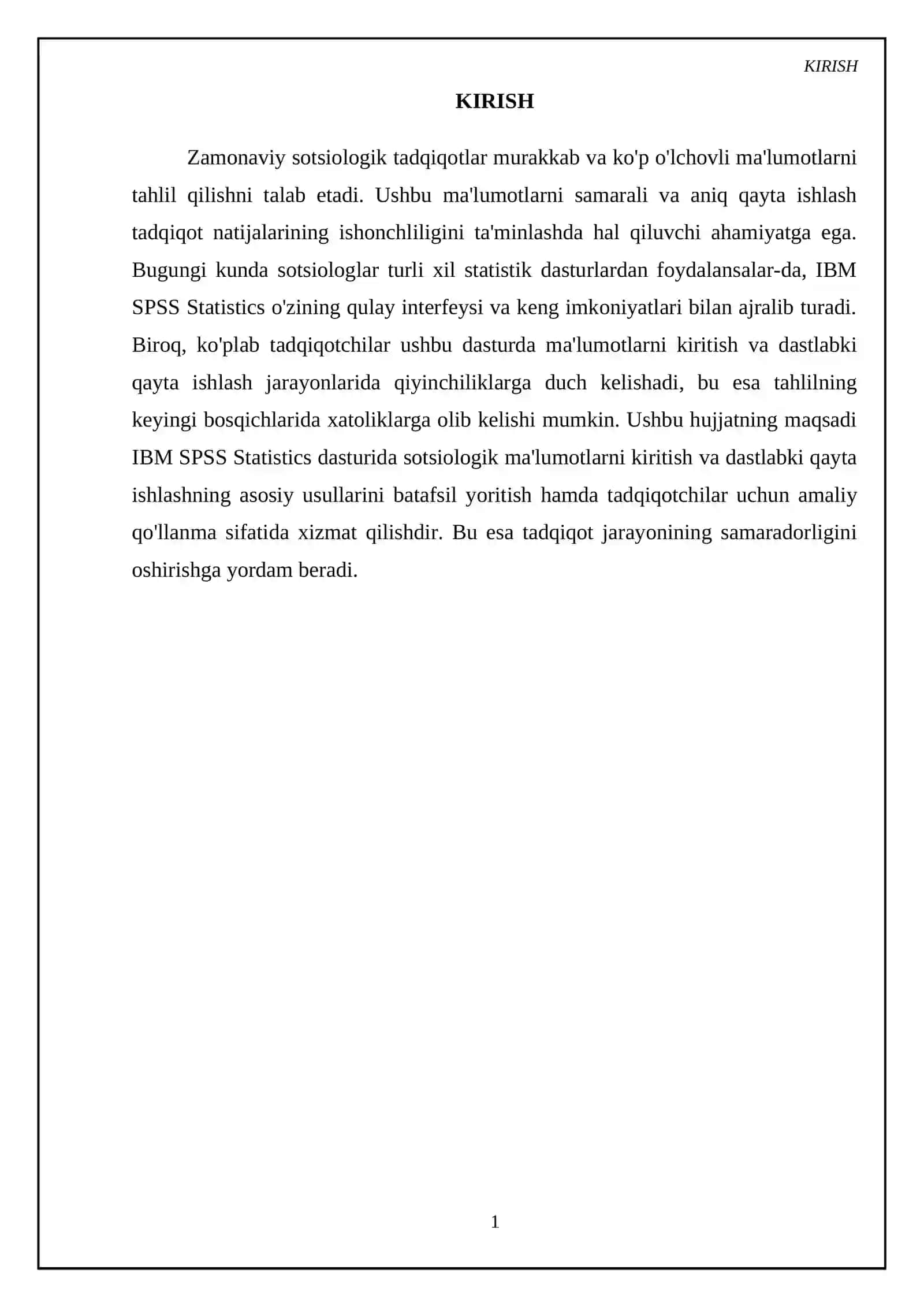 IBM SPSS Statistics dasturida sotsiologik ma'lumotlarni kiritish va qayta ishlash 3