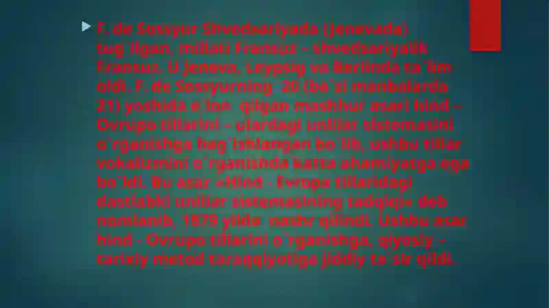 Ferdinand de Sossyur ta'limoti va struktura 3