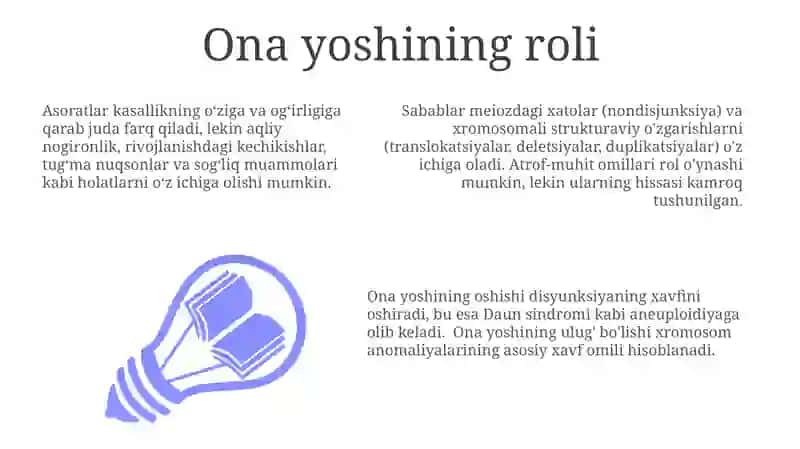 Xromosoma kasalliklarini kelib chiqish Sabablari va asoratlari 3