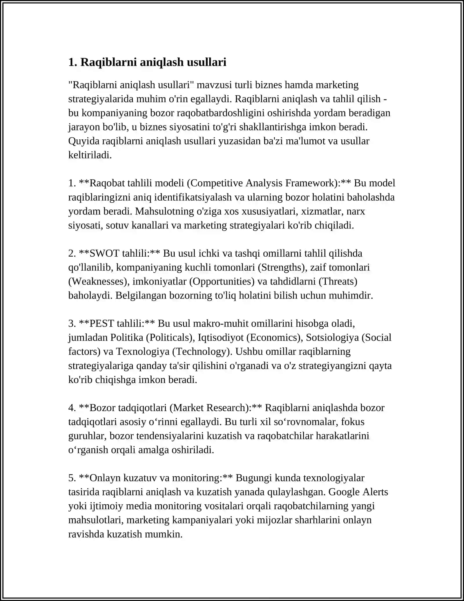 QIDIRUV ALGORITMLARI ASOSIDA RAQIB QIDIRUVINI ISHLAB CHIQISH 3