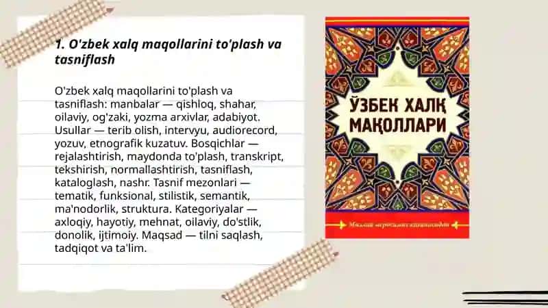 O'zbek xalq maqollaridan namunalar yozish va yodlash 3