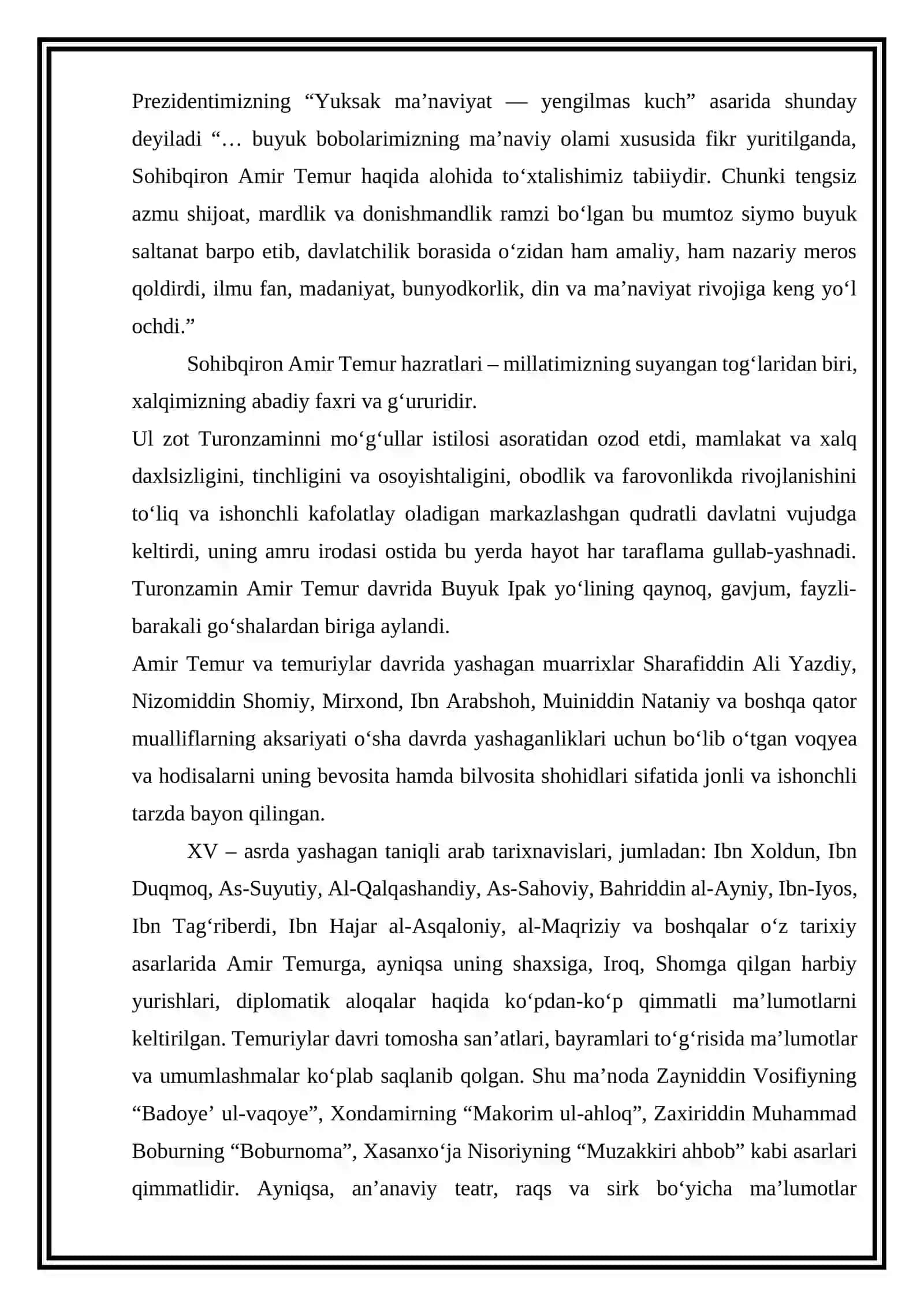Mustaqillik yillarida Amir Temur va temuriylar davri tarixining tadqiq etilishi bo‘yicha ma’lumotnoma tayyorlash 3