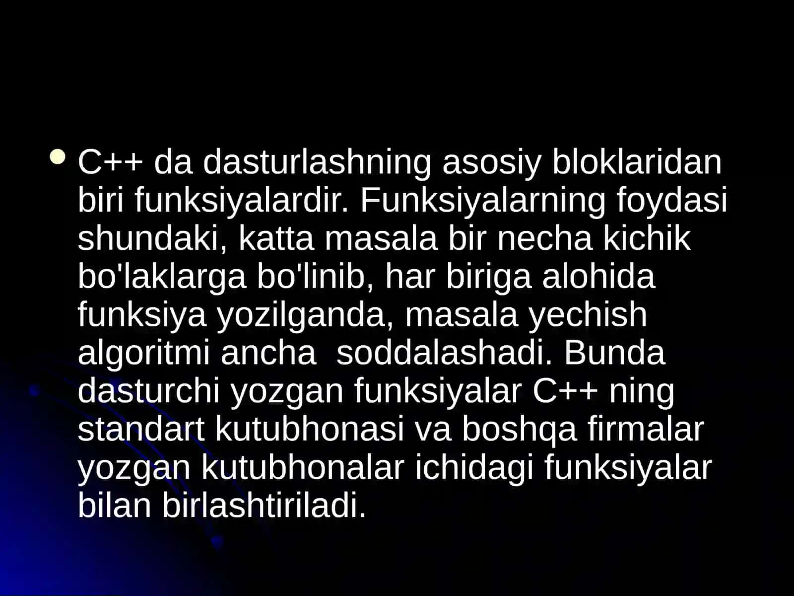 C++ DA Funksiyaning foydasi 3