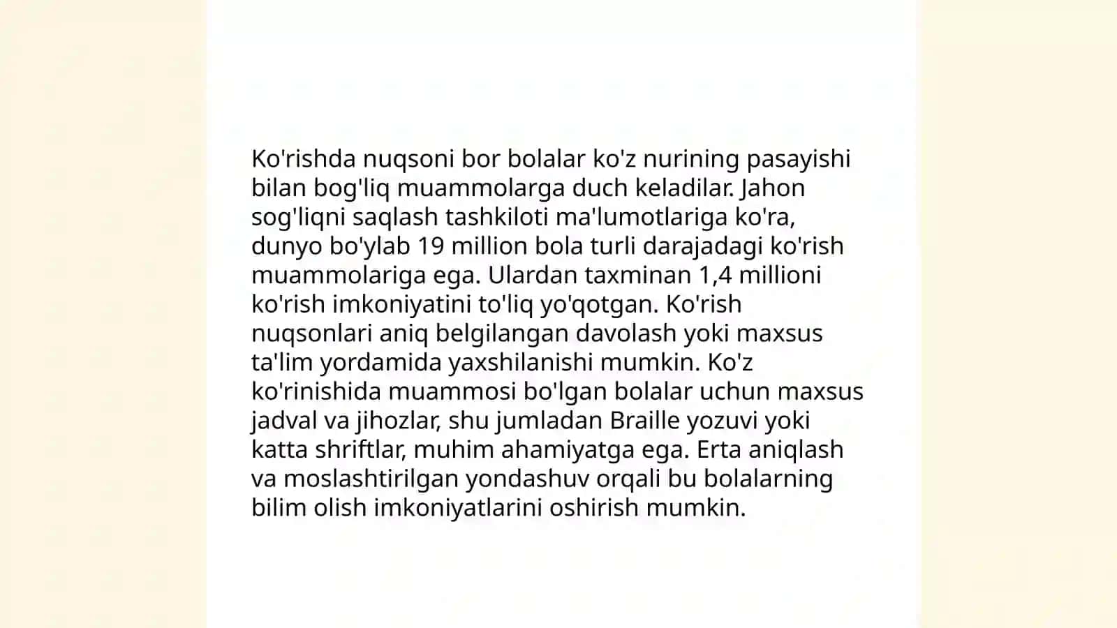Ko'rishda nuqsoni bor bolalar 3