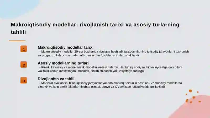 Makroiqtisodiy modellar va makroiqtisodiy tahlilda ulardan foydalanish 3