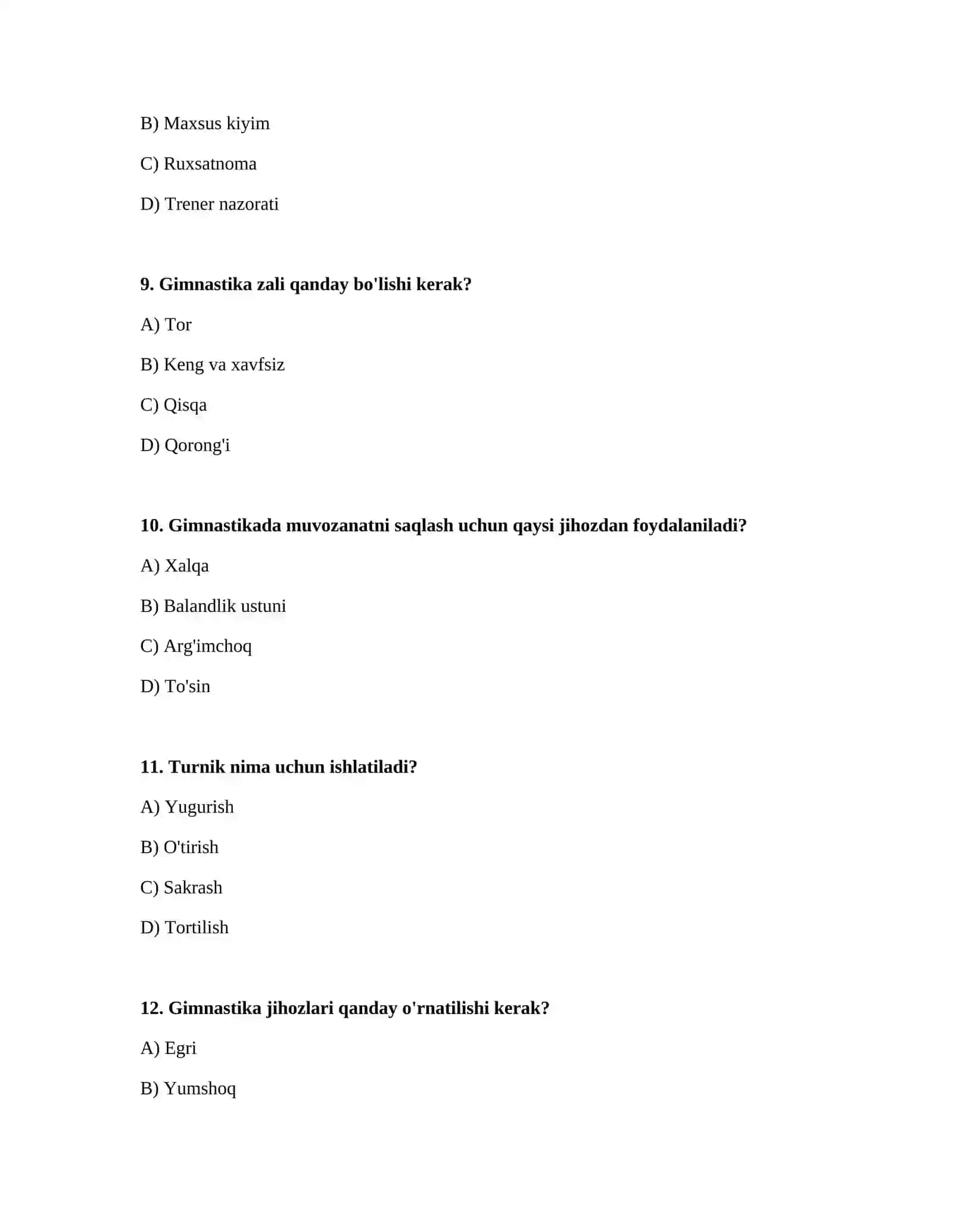 Xx asr universal sport inshootlarida gimnastika jihozlarining o‘rni qanday baholanadi? 3