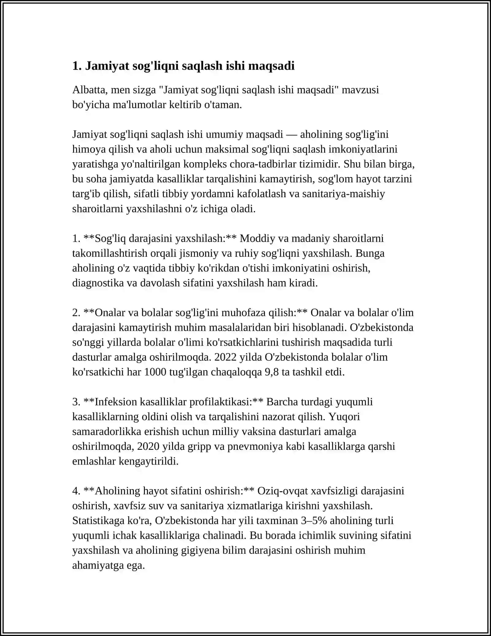 Jamiyat sog'liqni saqlash ishi va tibbiy statistika fani, uning maqsad, vazifalari va ahamiyati 3