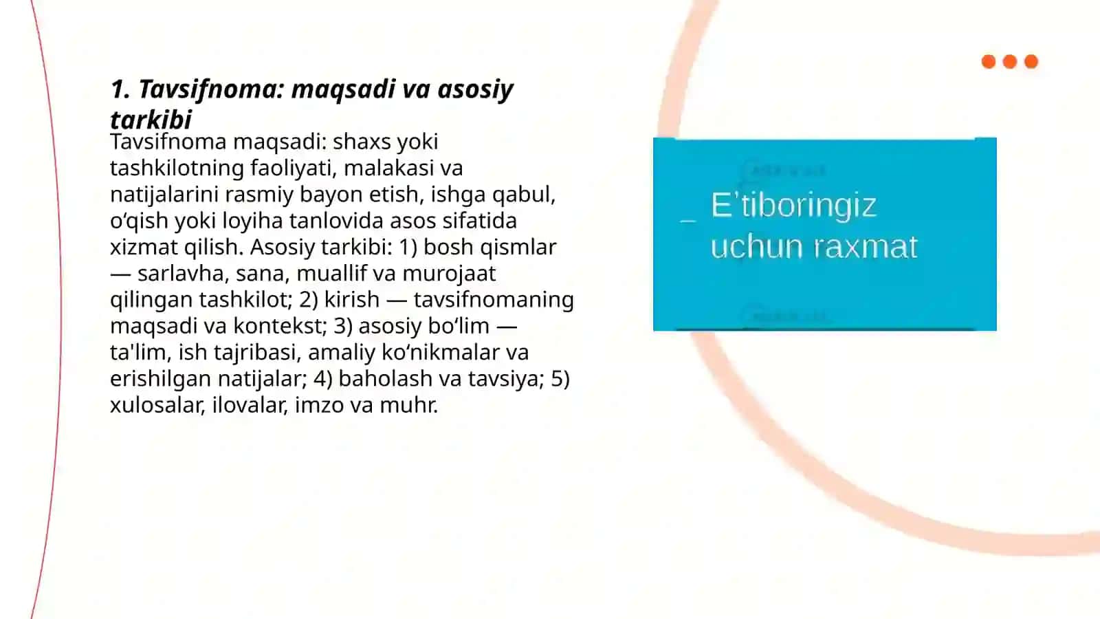 Tavsifnoma, tavsiyanoma, taklifnoma 3