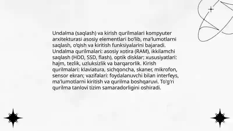 Undalma va kirish qurilmalar 3