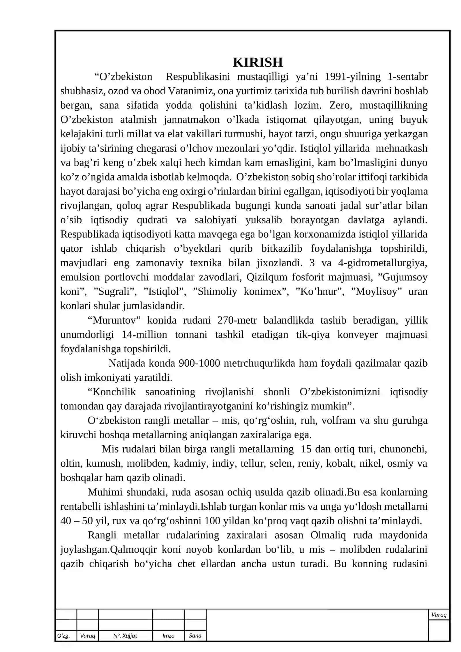 Mis -rux rudalarini flotatsiya usulida boyitishning texnologik sxemasini tanlash va hisoblash 3