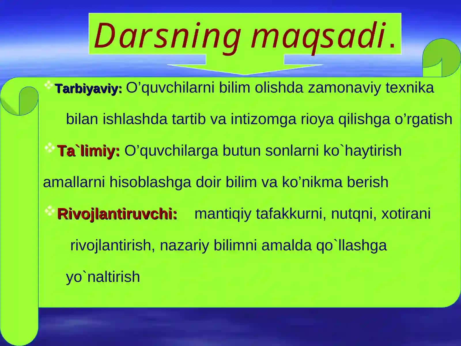 Ochiq dars - Matematika fanidan 3