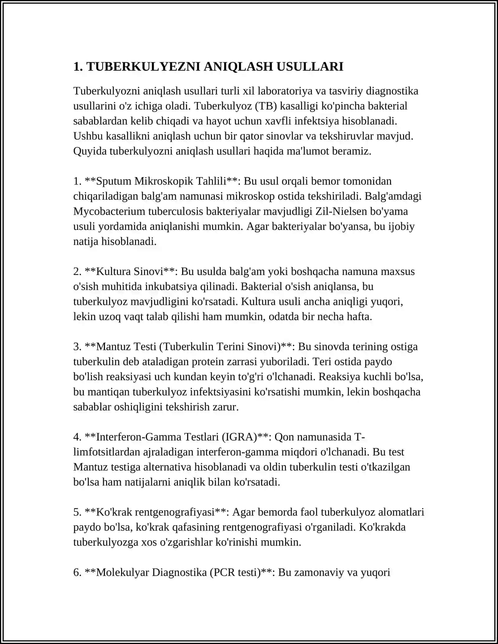 TUBERKULYOZ KASALLIGINI DAVOLASH 3