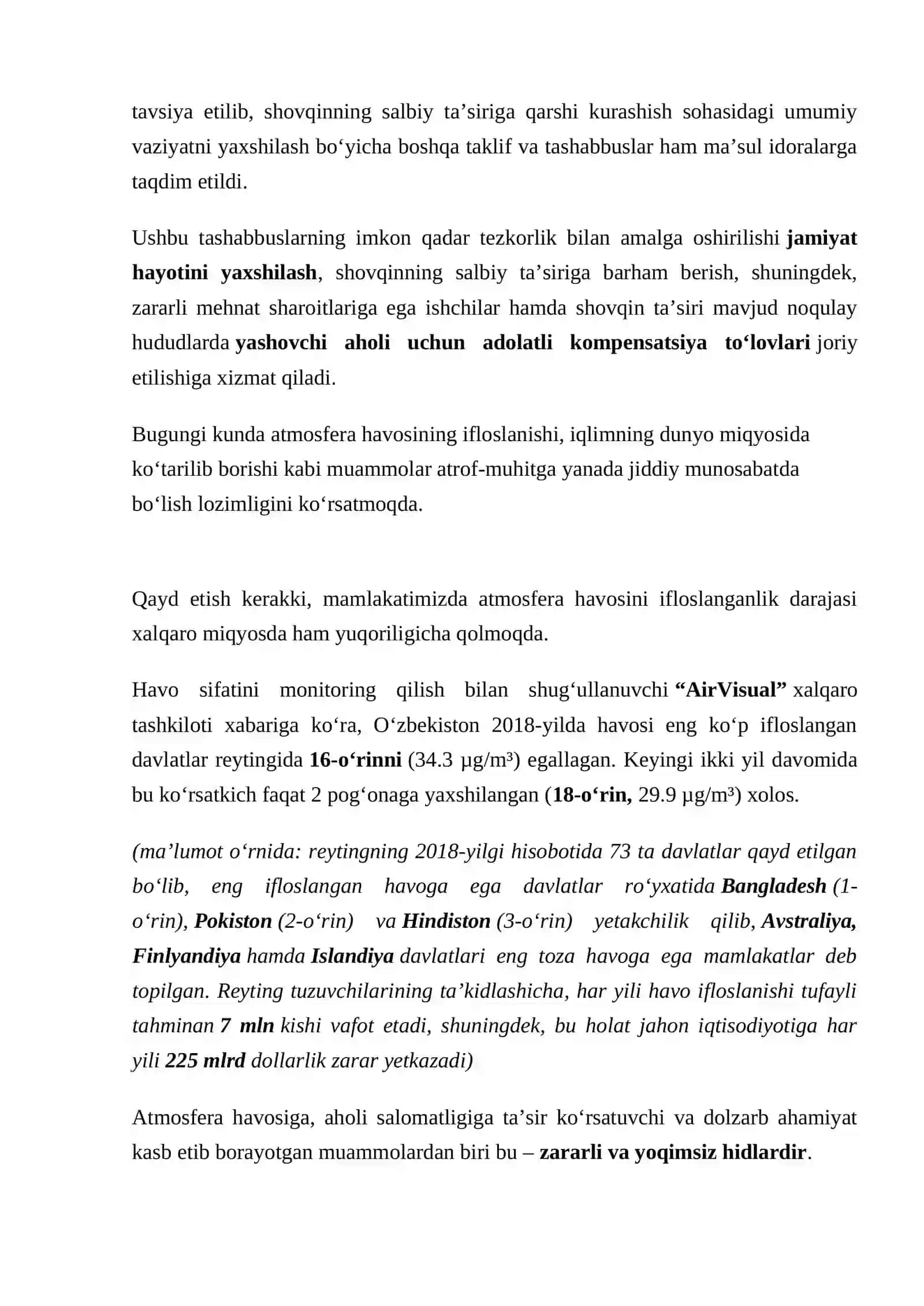 atmosfera shovqin bilan ifloslanganlik darajasini aniqlash haqida maʼlumotlar 3