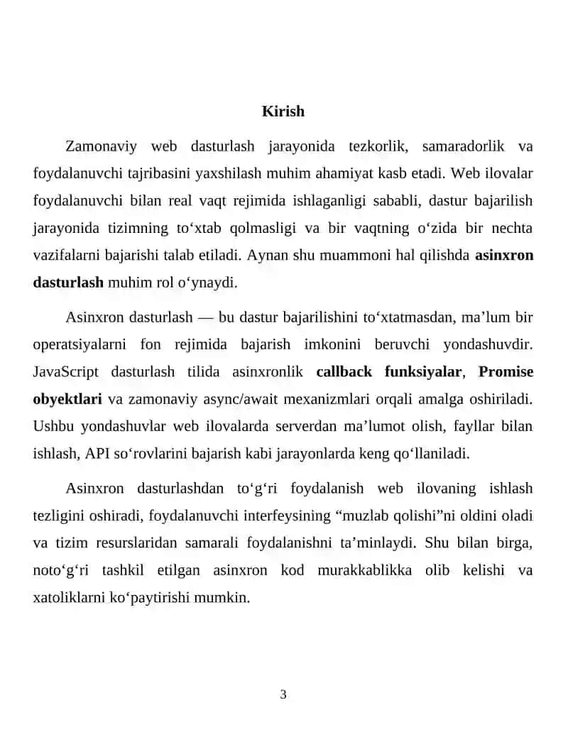 Asinxron dasturlash (Callback, Promise) 3