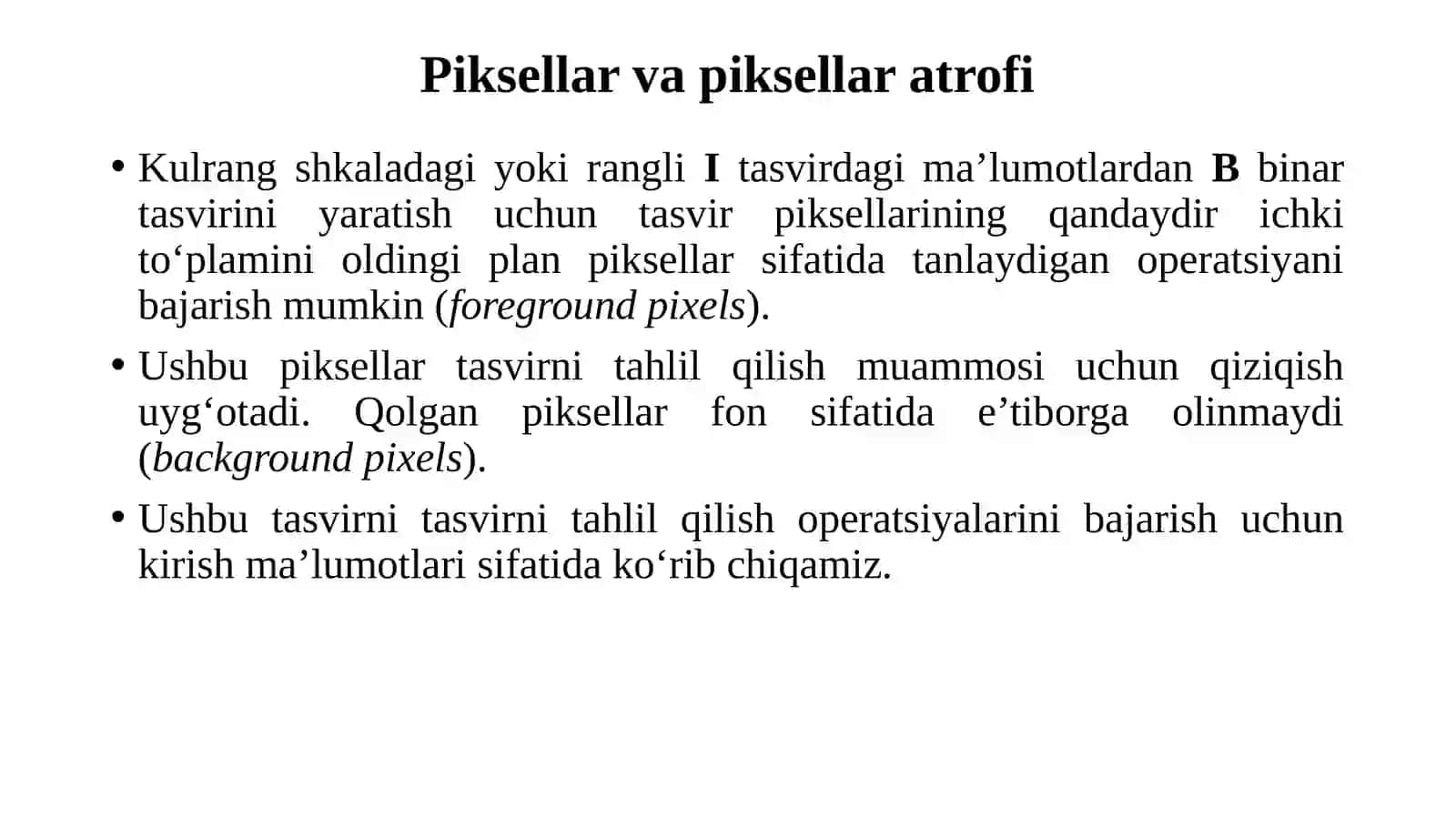 Binar tasvirlar tahlili 3