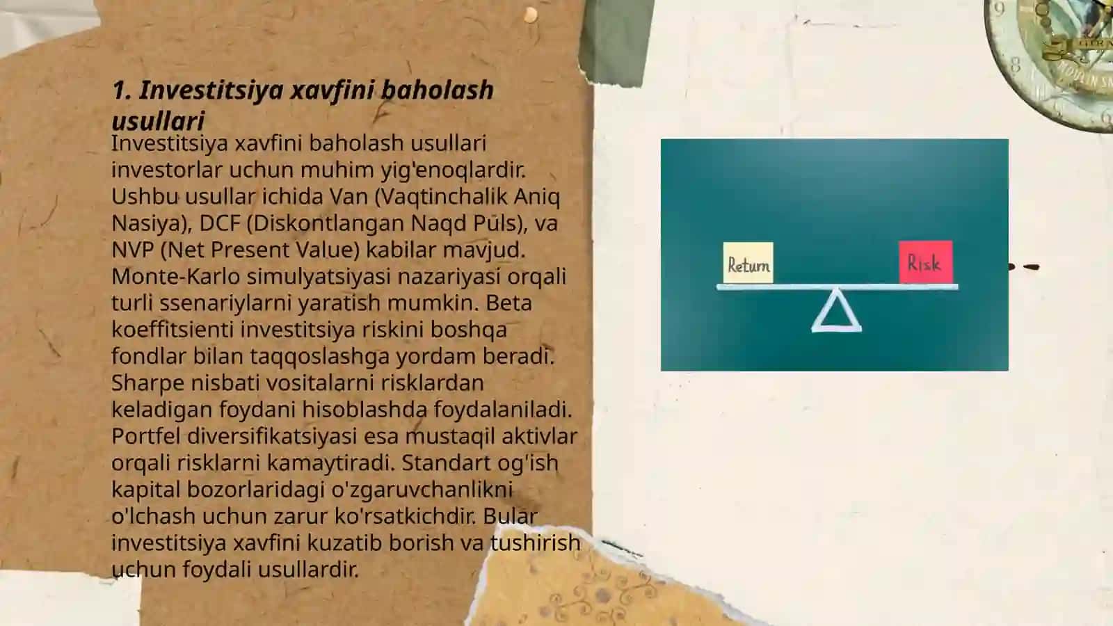 Investitsiyaning risk darajasini hisoblash 3