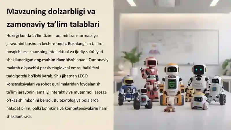 LEGOkonstruksiyalar va robot qurilmalari texnologiyasi 3