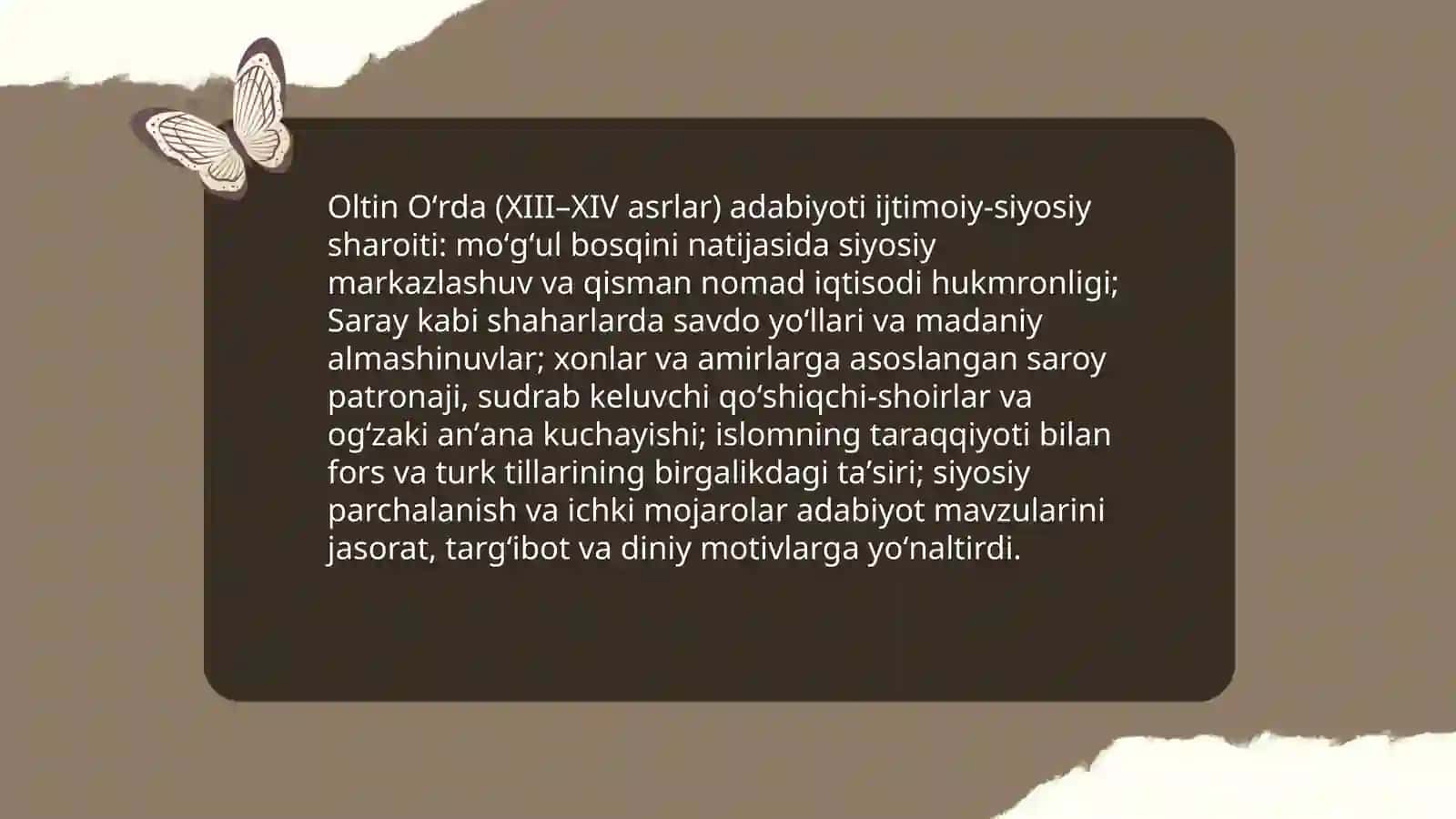 Oltin Oʻrda (XIII–XIV asrlar) adabiyoti 3