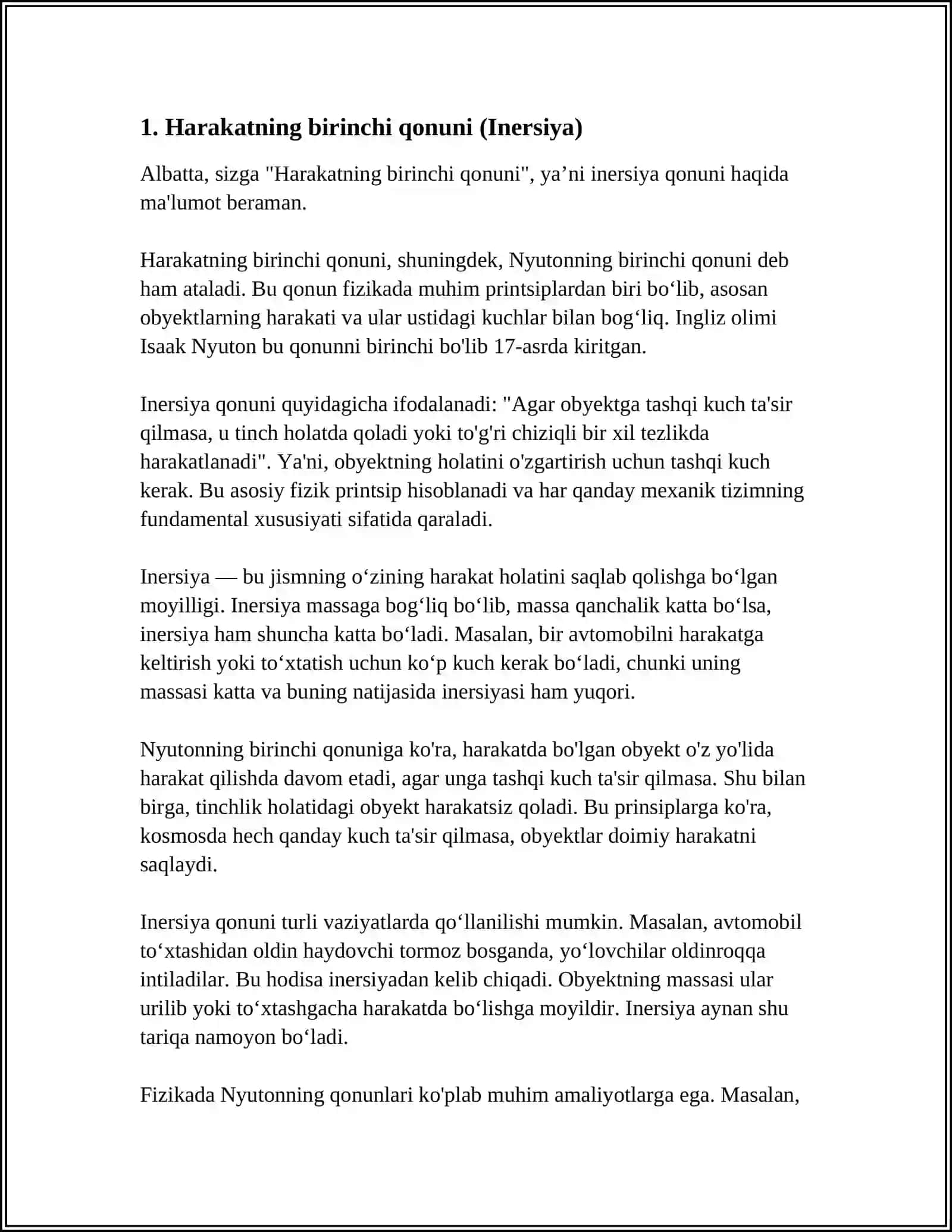 NYUTONNING QONUNLARI 3
