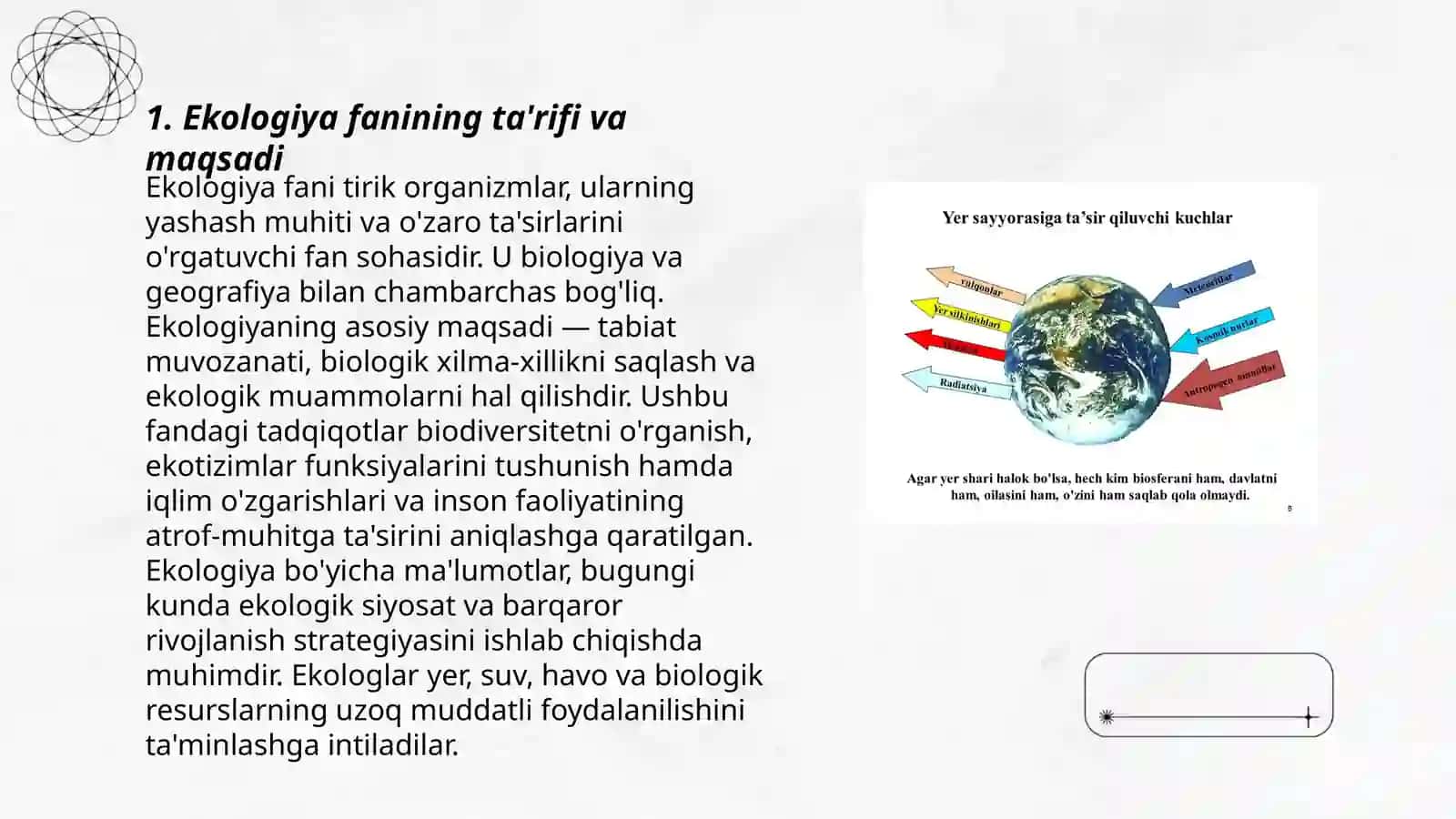 Ekologiya fani va uning boʻlimlari, ekologiyaning vazifalari 3