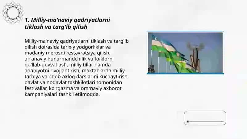 Milliy-ma'naviy qadriyatlarni tiklash va targ'ib qilish 3