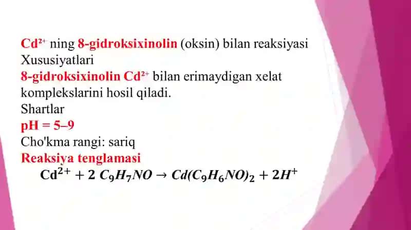 Cd²⁺ ionini organik reagentlar bilan aniqlash 3