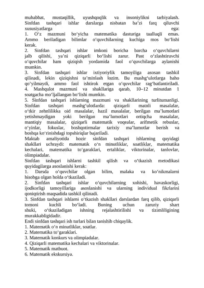 Sinfdan tashqari ishlarni tashkil qilish (matematika va tabiiy fanlar misolida) 3