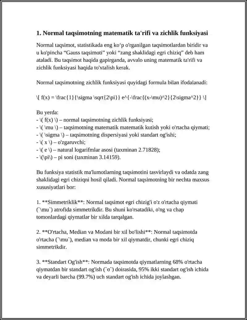 NORMAL TAQSIMOT VA UNING XUSUSIYATLARI 3