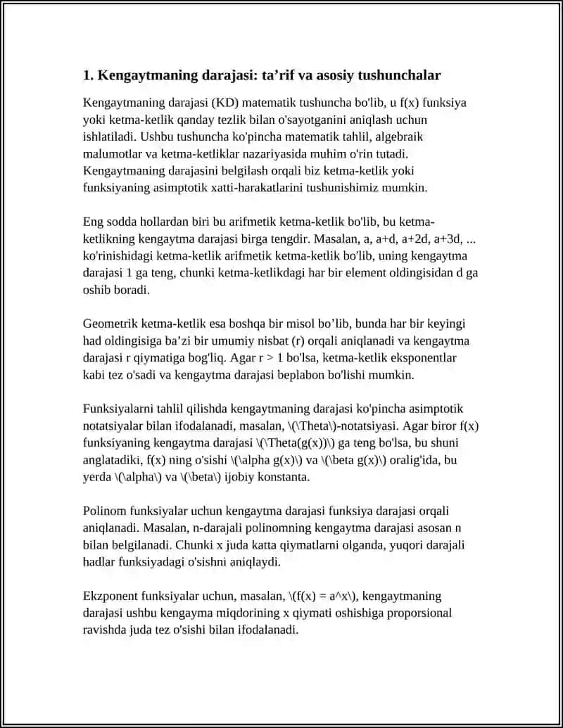 KENGAYTMANING DARAJASI 3