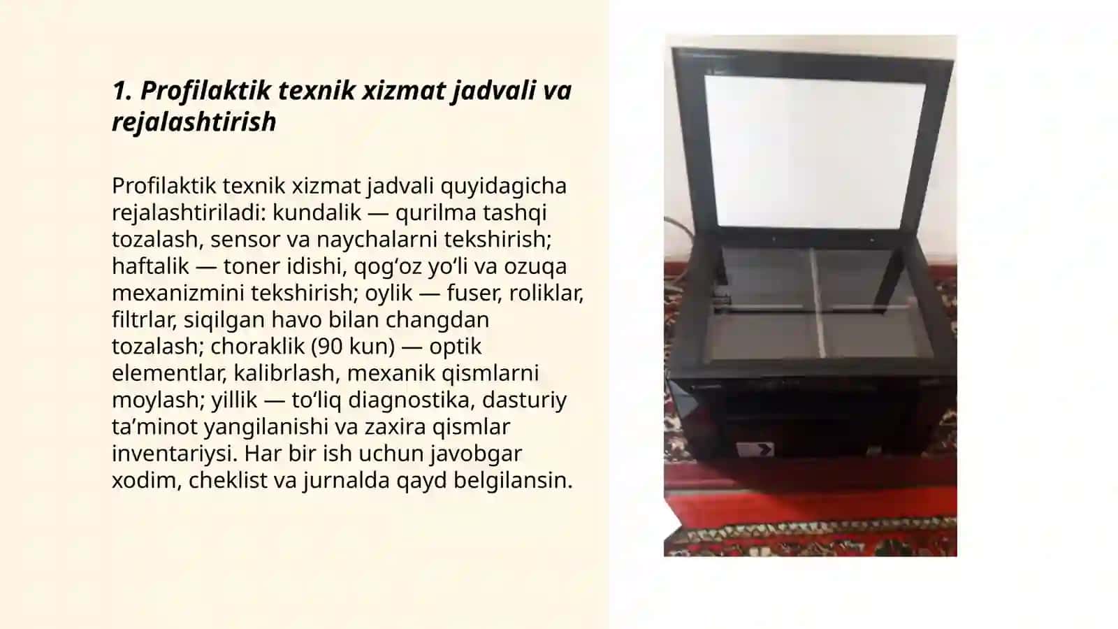 Nusxalash uskunalariga texnik xizmat koʻrsatish 3