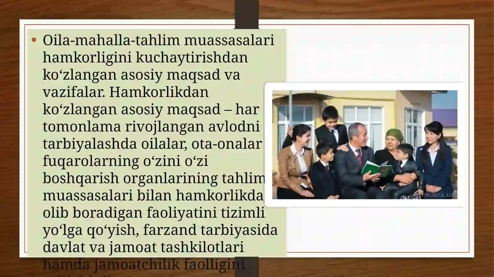 OILA, MAHALLA VA TA'LIM
MUASSASASI IJTIMOIY-PEDAGOGIK
HAMKORLIGI 3