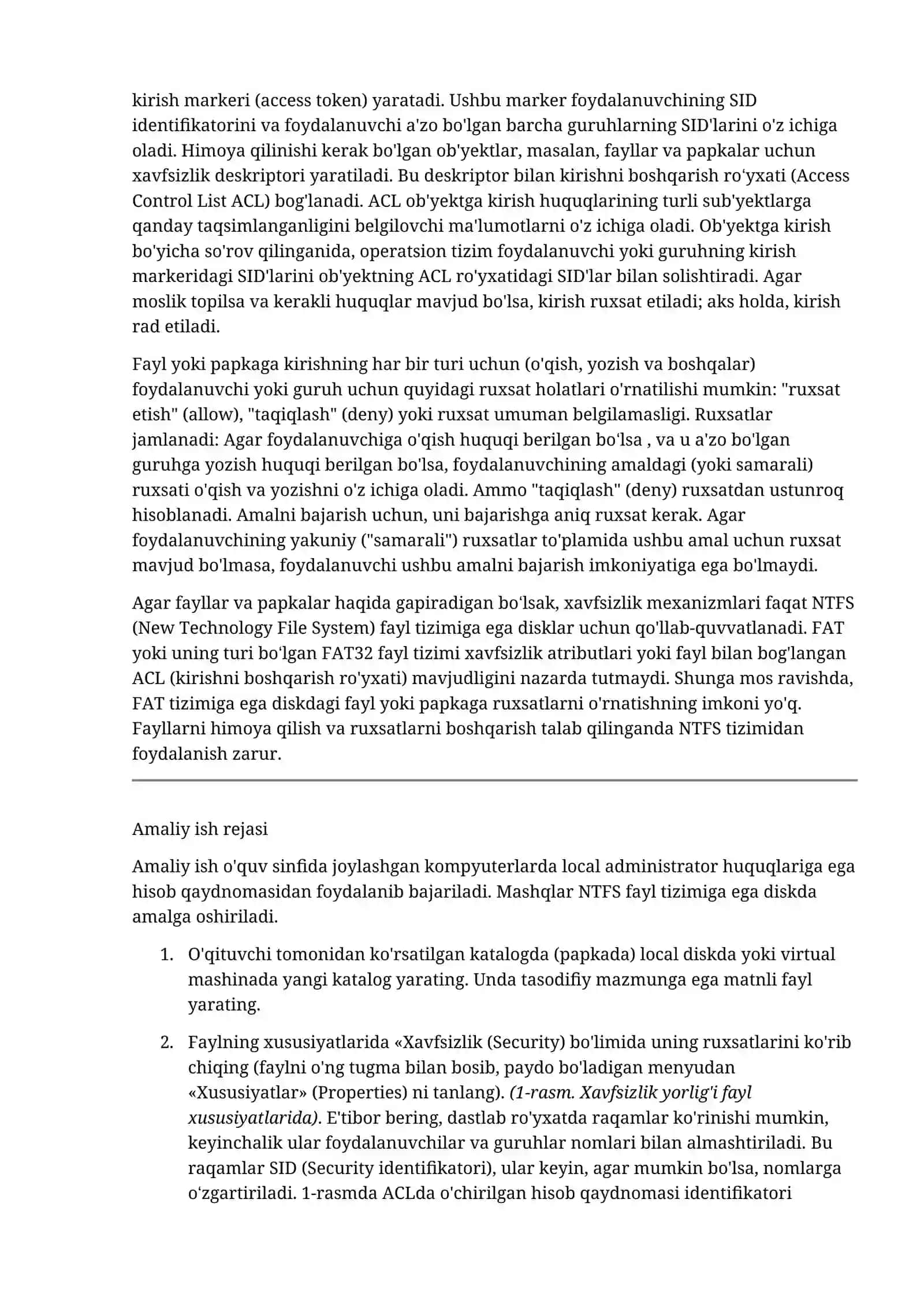 NTFS dagi fayllarni kirishni nazorat qilish 3