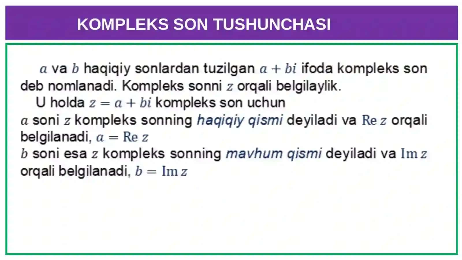 Kompleks Son Tushunchasi 3