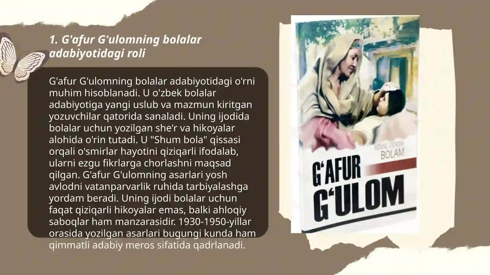 G'afur G'ulomning bolalar uchun yozgan asarlari 3