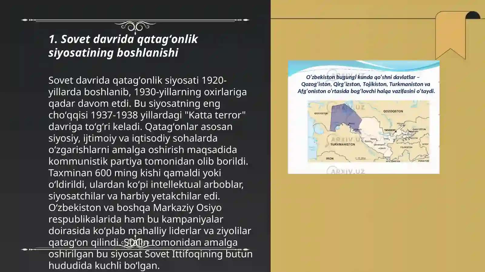 Markazning Oʻzbekistonda amalga oshirgan qatagʻonlik siyosati 3