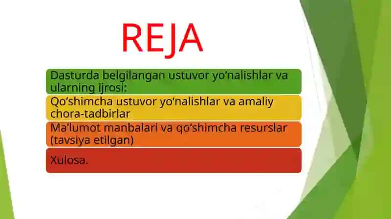 "INSONGA EʼTIBOR VA SIFATLI TAʼLIM YILI" DAVLAT DASTURIDA BELGILANGAN USTUVOR YOʼNALISHLAR VA ULARNI IJROSI 3