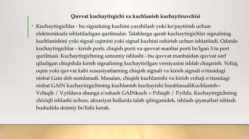 Quvvat kuchaytirgichlari. 3